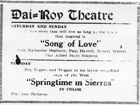 Dai-Roy Theatre - 1947 Ad